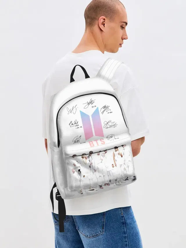 Джинсовый рюкзак с принтом «BTS»