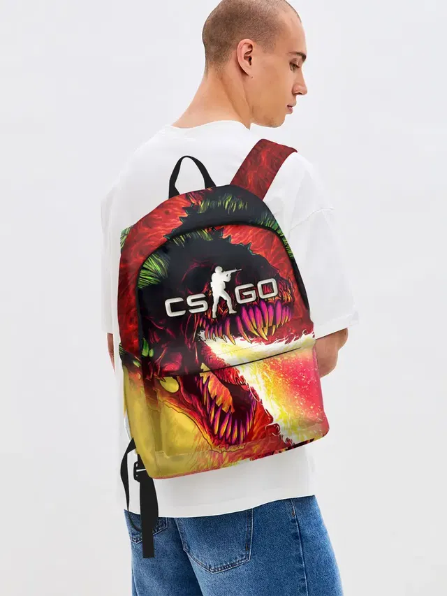 Джинсовый рюкзак с принтом «Hyper Beast skin — CS:GO»