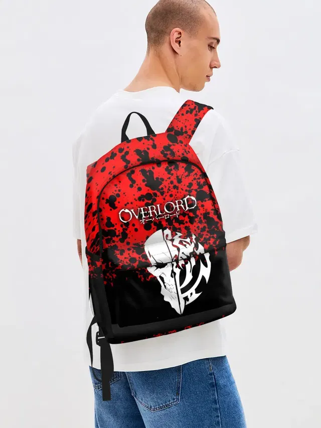 Джинсовый рюкзак с принтом «Overlord Skull — Overlord Skull red»