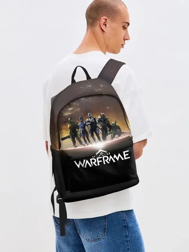 Джинсовый рюкзак с принтом «WARFRAME Planet»