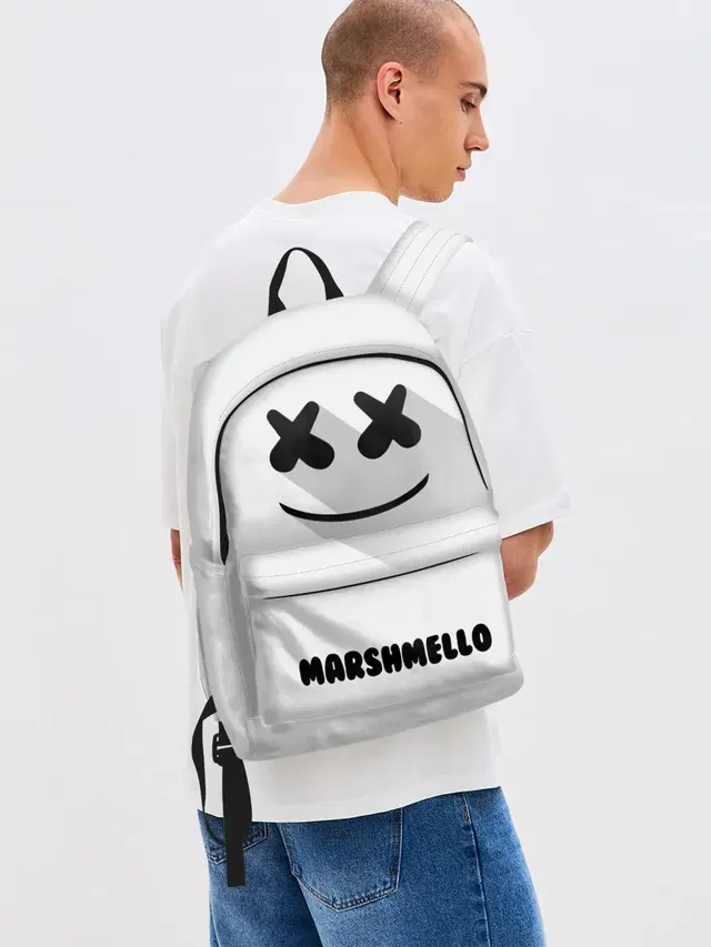 Джинсовый рюкзак с принтом «Рюкзак Marshmello»