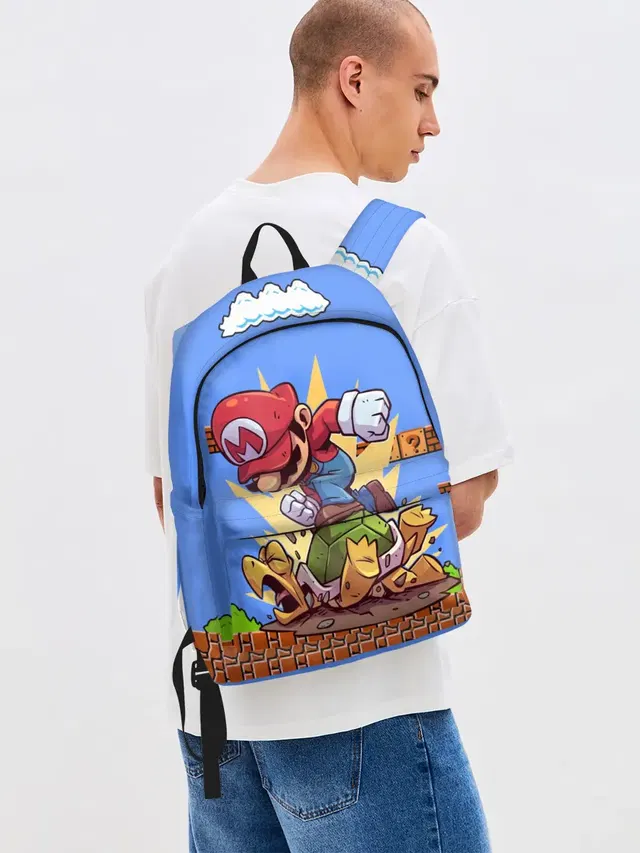 Джинсовый рюкзак с принтом «Mario»