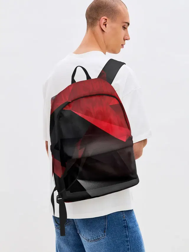 Джинсовый рюкзак с принтом «Red & — Red & Black»