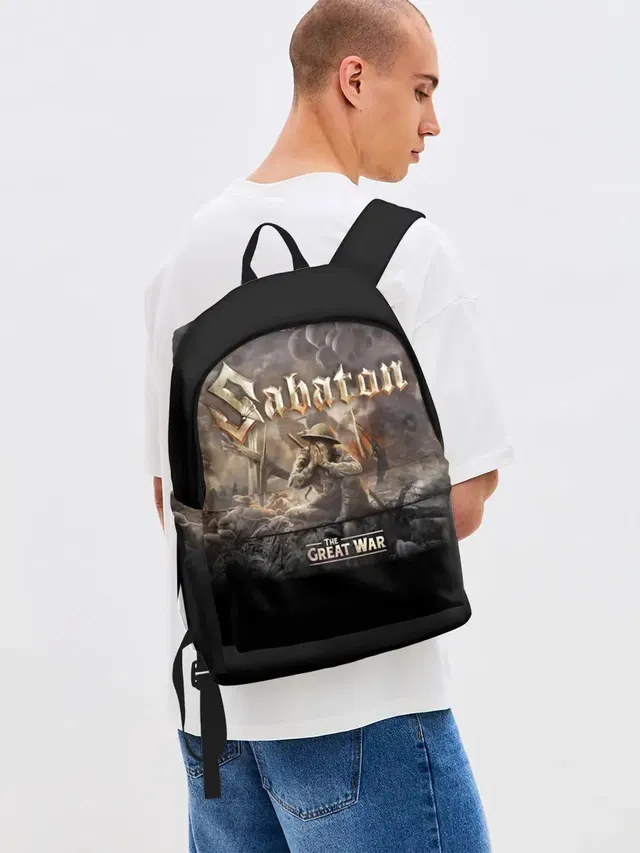 Джинсовый рюкзак с принтом «Sabaton»