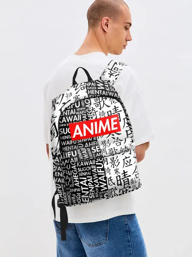 Джинсовый рюкзак с принтом «Anime black&white»