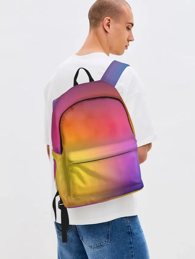 Джинсовый рюкзак с принтом «Абстракция — Abstract gradient colors»