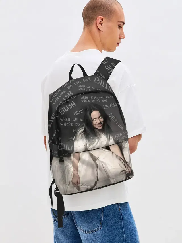 Джинсовый рюкзак с принтом «Billie Eilish — BILLIE EILISH - Where Do We Go»