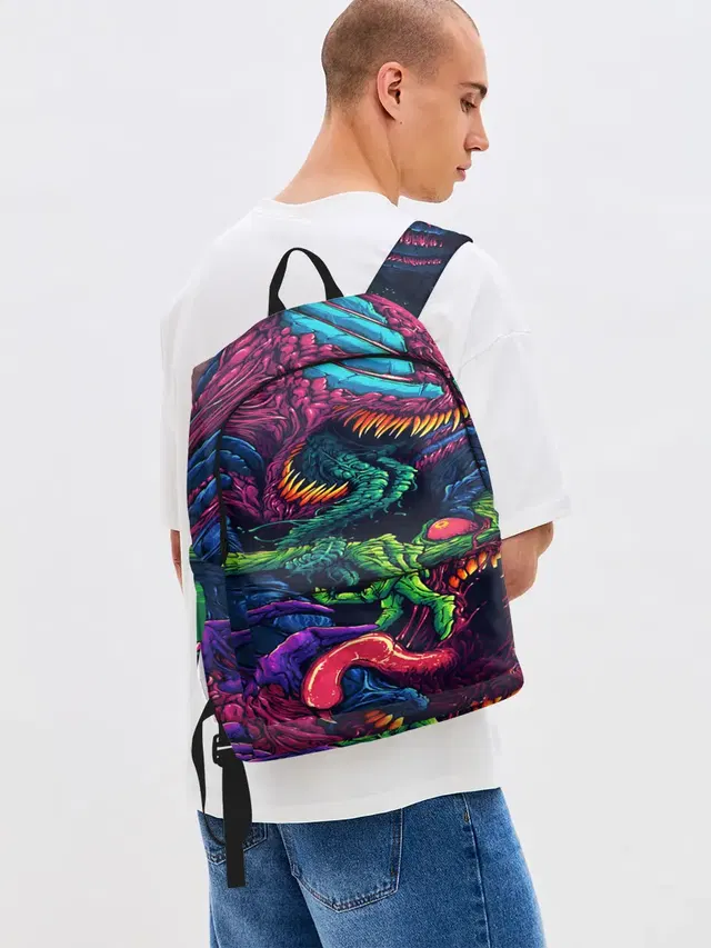 Джинсовый рюкзак с принтом «Counter-Strike — CS GO hyper beast skin»