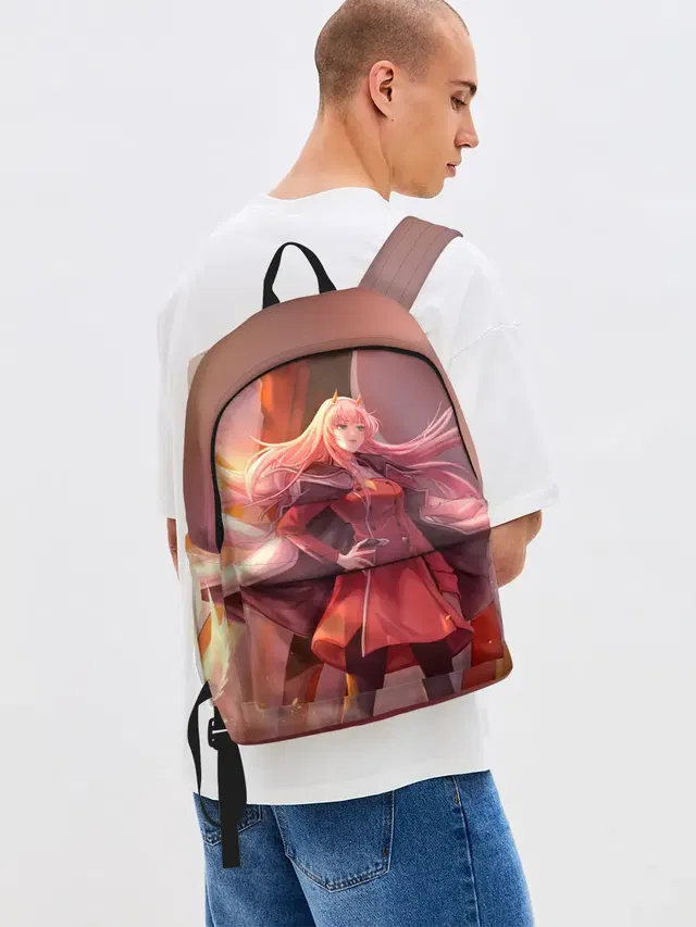 Джинсовый рюкзак с принтом «Zero Two — Darling In The Franxx art»