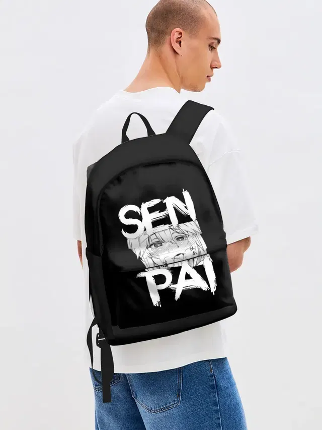 Джинсовый рюкзак с принтом «Senpai»