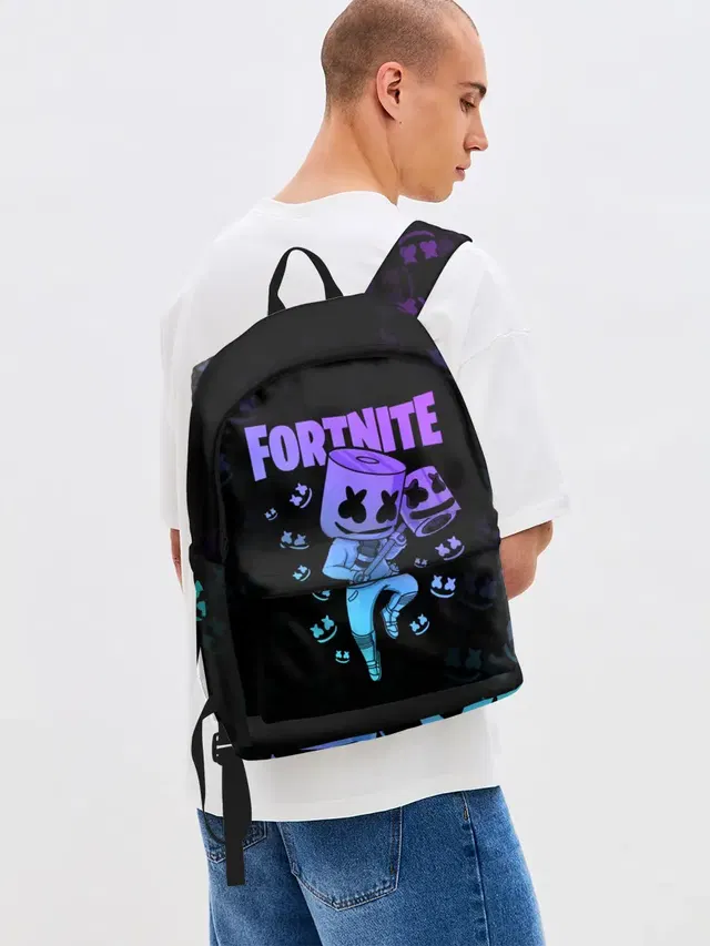 Джинсовый рюкзак с принтом «Marshy Smasher — FORTNITE MARSHMELLO»