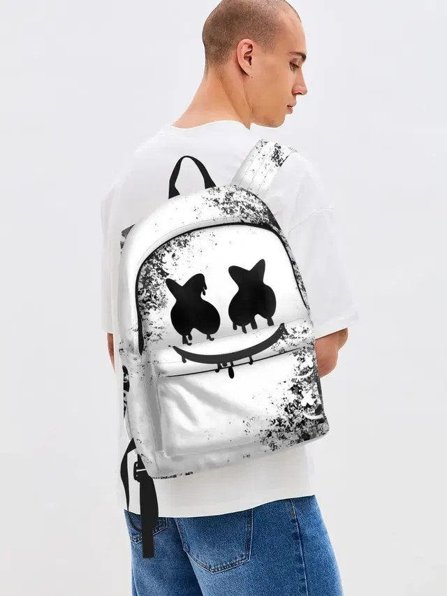 Джинсовый рюкзак с принтом «Marshmello»