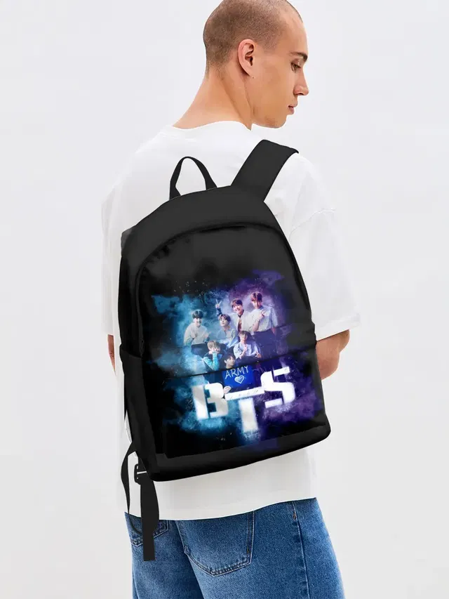 Джинсовый рюкзак с принтом «BTS»