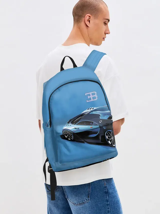 Джинсовый рюкзак с принтом «Разные автомобильные — Bugatti»
