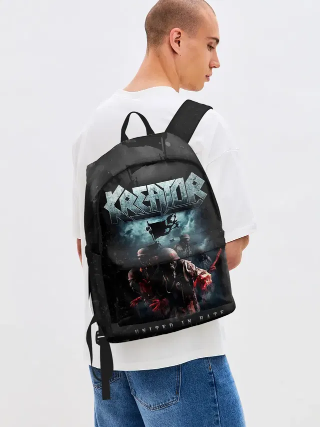 Джинсовый рюкзак с принтом «Разный рок — Kreator»