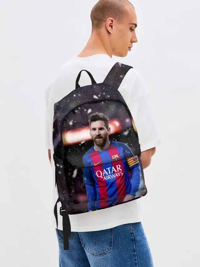 Джинсовый рюкзак с принтом «Барселона — Leo Messi»