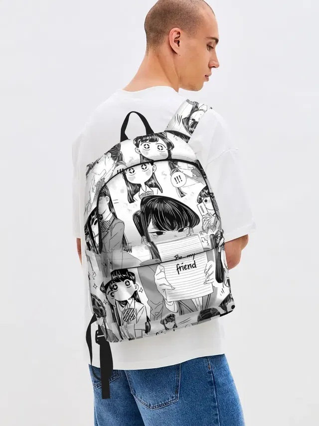 Джинсовый рюкзак с принтом «Senpai — Be my friend»