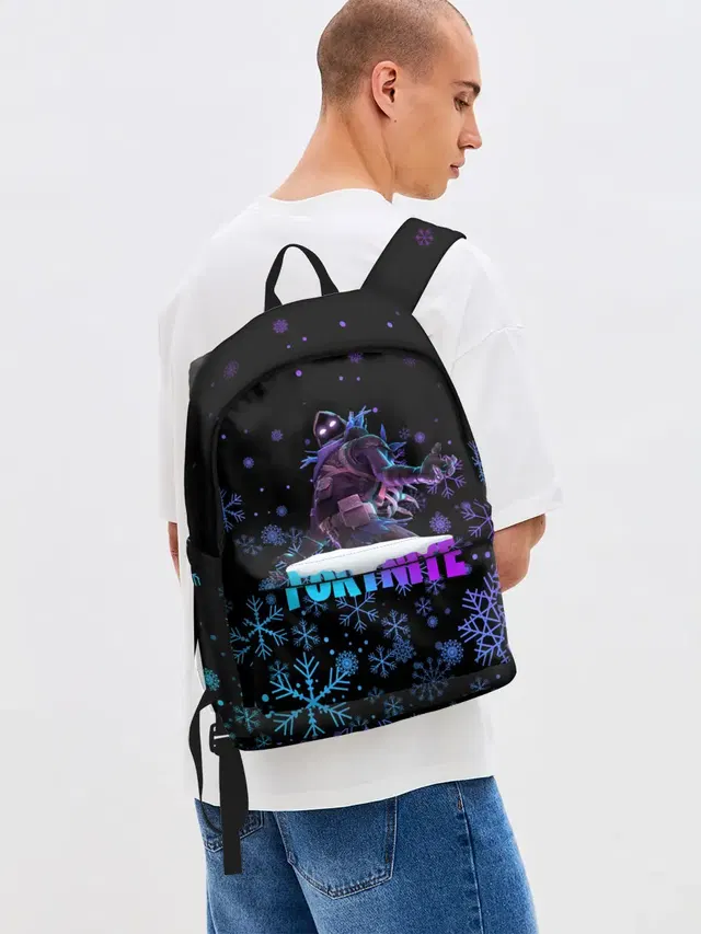 Джинсовый рюкзак с принтом «Raven — FORTNITE НОВОГОДНИЙ.»