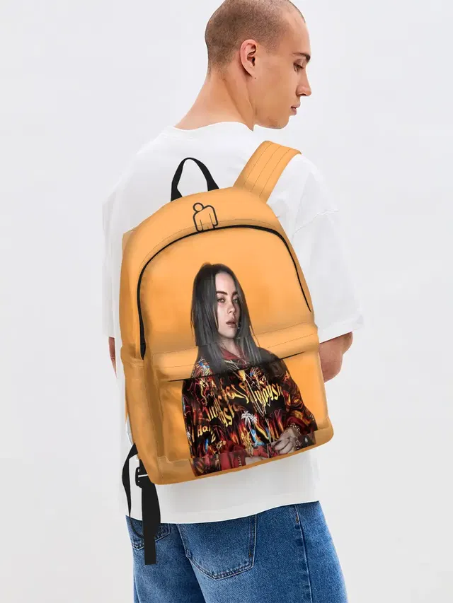 Джинсовый рюкзак с принтом «Музыканты и исполнители — Billie eilish»