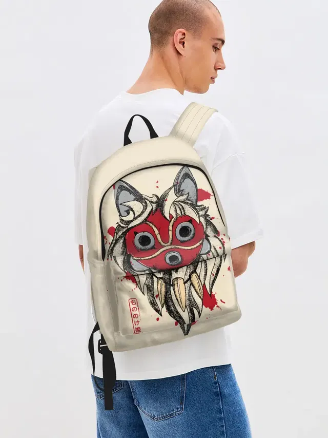 Джинсовый рюкзак с принтом «San's Mask — Princess Mononoke»