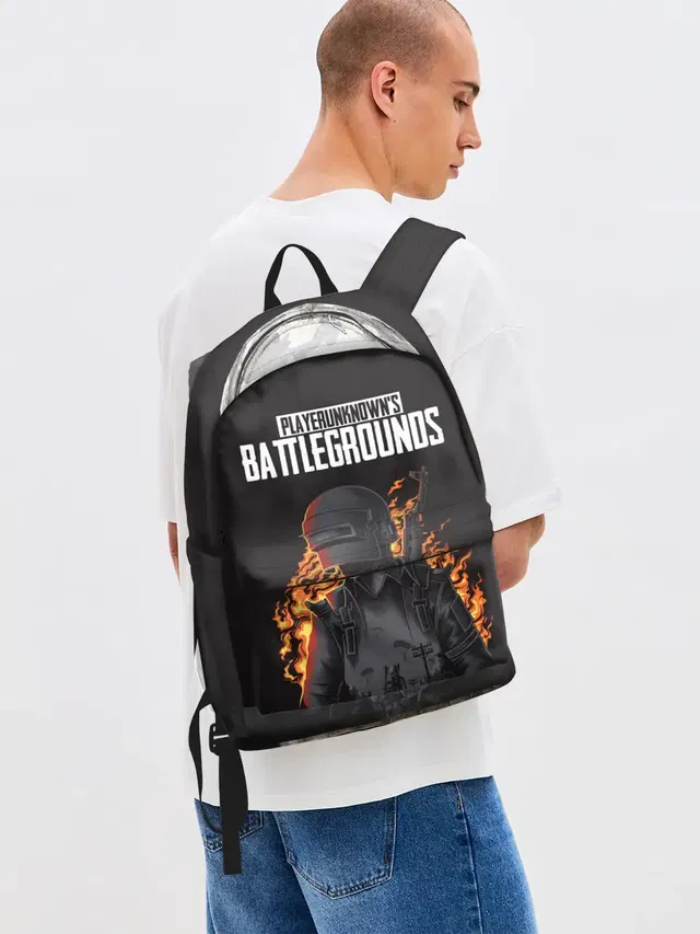 Джинсовый рюкзак с принтом «PUBG снаряжение»