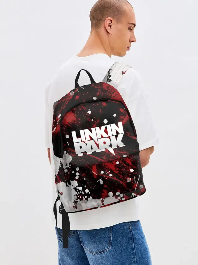 Джинсовый рюкзак с принтом «Linkin Park logo»