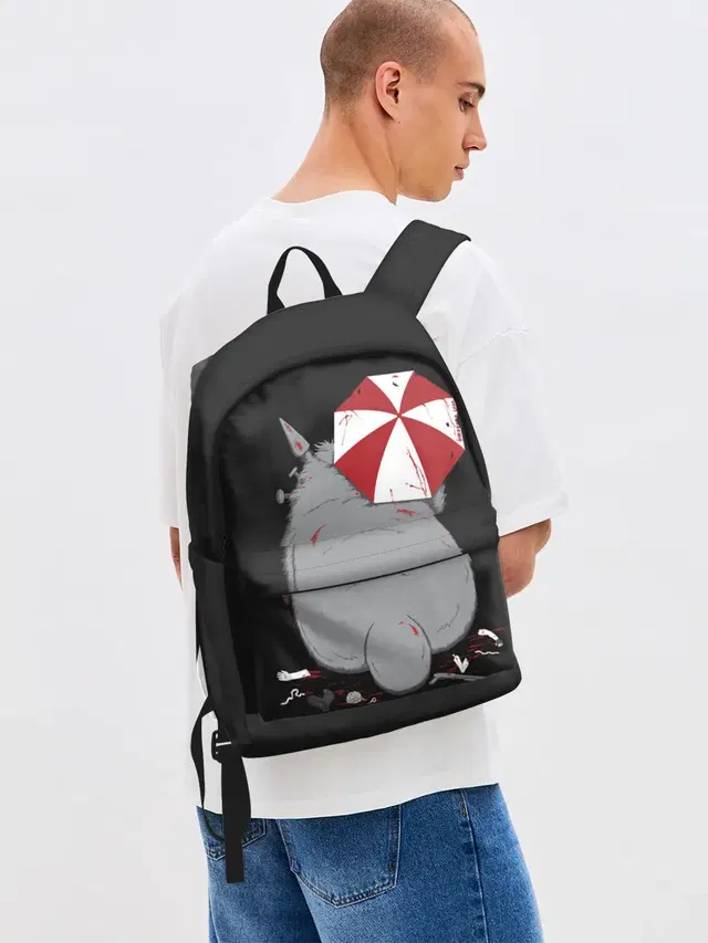 Джинсовый рюкзак с принтом «Тоторо и Umbrella Corp.»