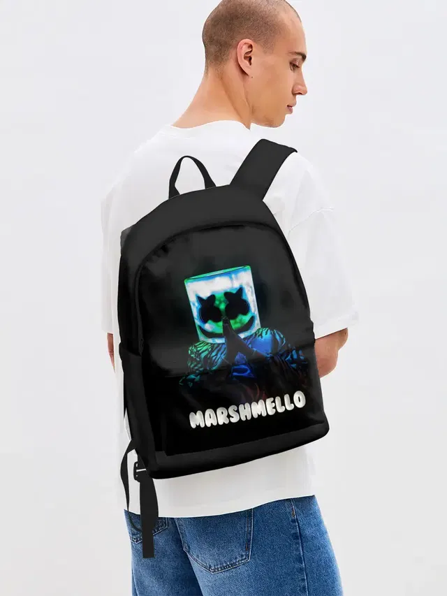 Джинсовый рюкзак с принтом «Marshmello»
