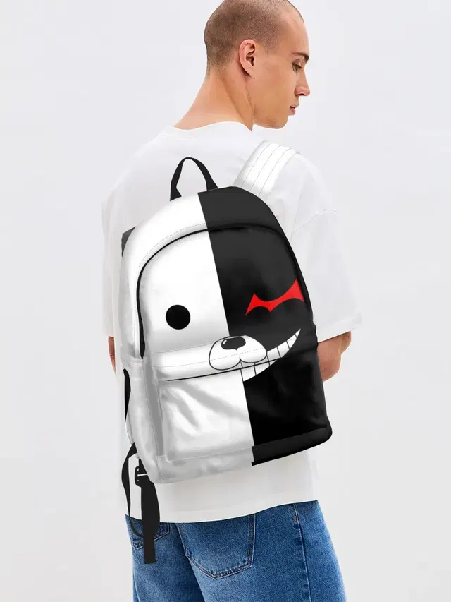 Джинсовый рюкзак с принтом «Monokuma»