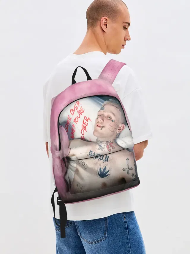 Джинсовый рюкзак с принтом «Lil Peep — Come Over When Youre Sober»