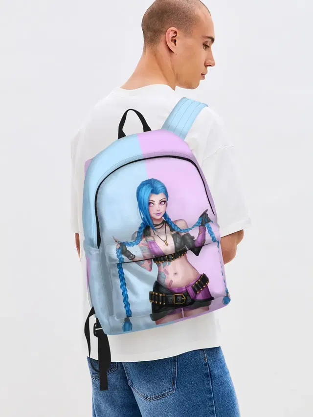 Джинсовый рюкзак с принтом «League of Legends Jinx»