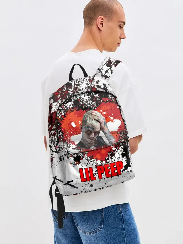 Джинсовый рюкзак с принтом «Lil Peep»