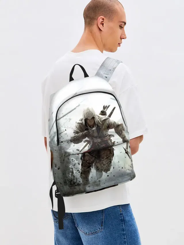 Джинсовый рюкзак с принтом «ASSASSINS CREED»