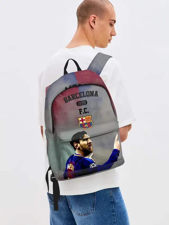 Джинсовый рюкзак с принтом «Lionel Messi — Messi»