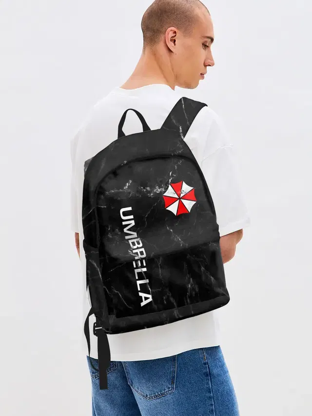 Джинсовый рюкзак с принтом «Marble texture — UMBRELLA CORP»