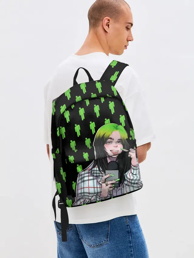 Джинсовый рюкзак с принтом «Billie Eilish»