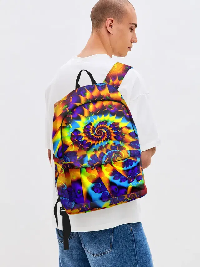Джинсовый рюкзак с принтом «Разные неоновые принты — TIE-DYE COLOR»