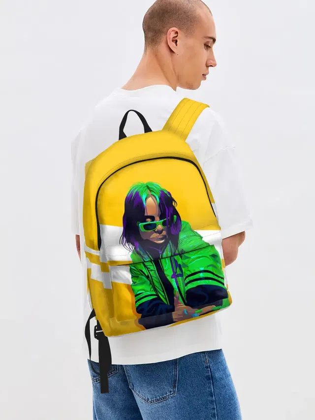 Джинсовый рюкзак с принтом «Billie Eilish — Green Eilish»