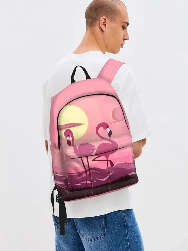 Джинсовый рюкзак с принтом «Фламинго»