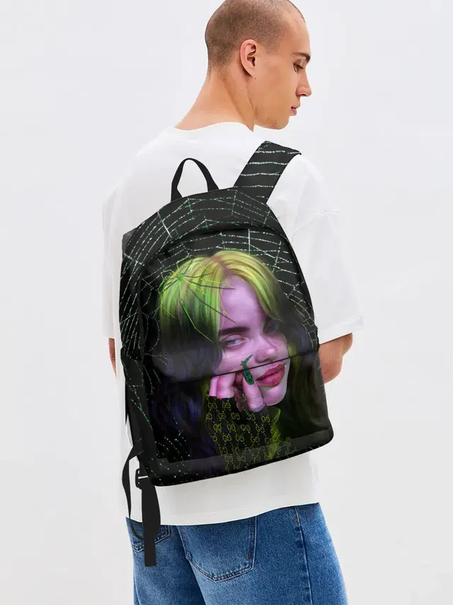 Джинсовый рюкзак с принтом «Billie Eilish — ПАУТИНА»