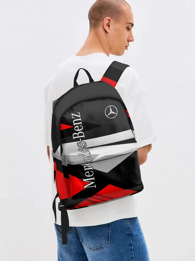 Джинсовый рюкзак с принтом «Abstract Geometric Design — Mercedes-Benz»