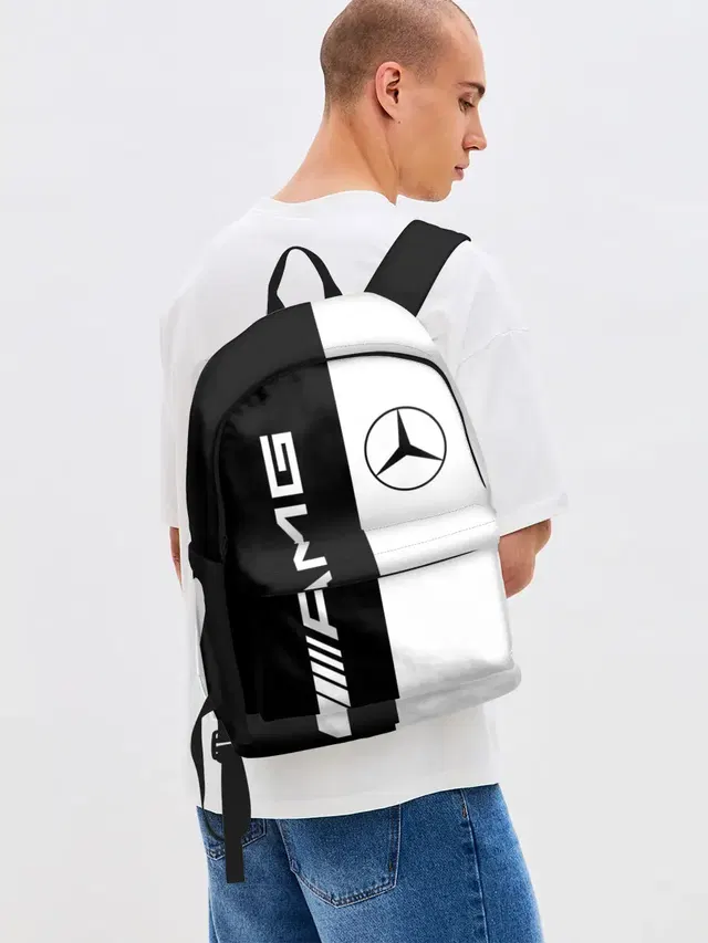 Джинсовый рюкзак с принтом «Merсedes — MERCEDES AMG — МЕРСЕДЕС»