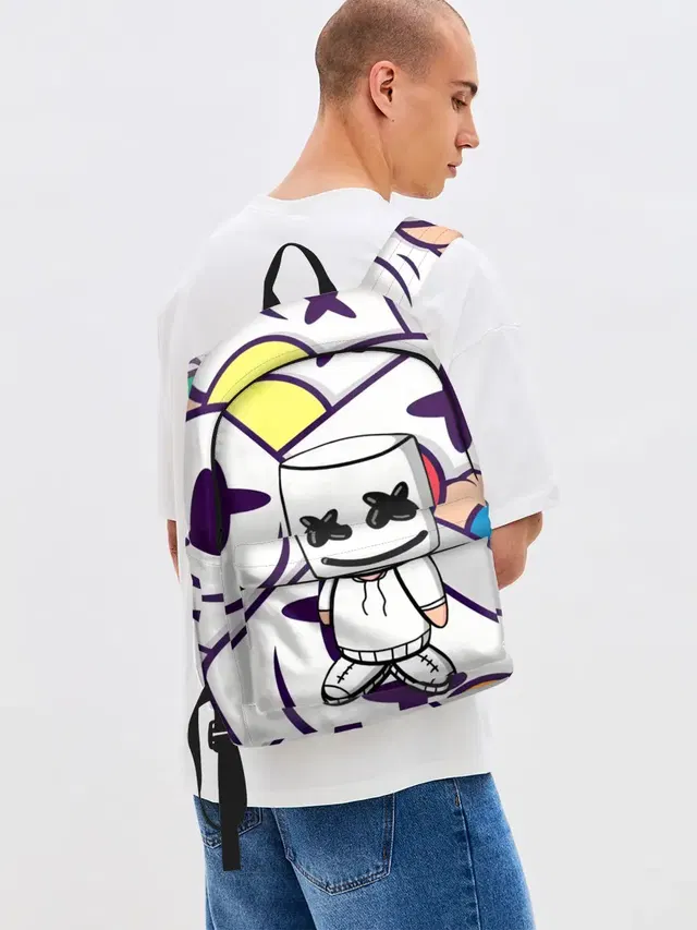 Джинсовый рюкзак с принтом «Marshmello»