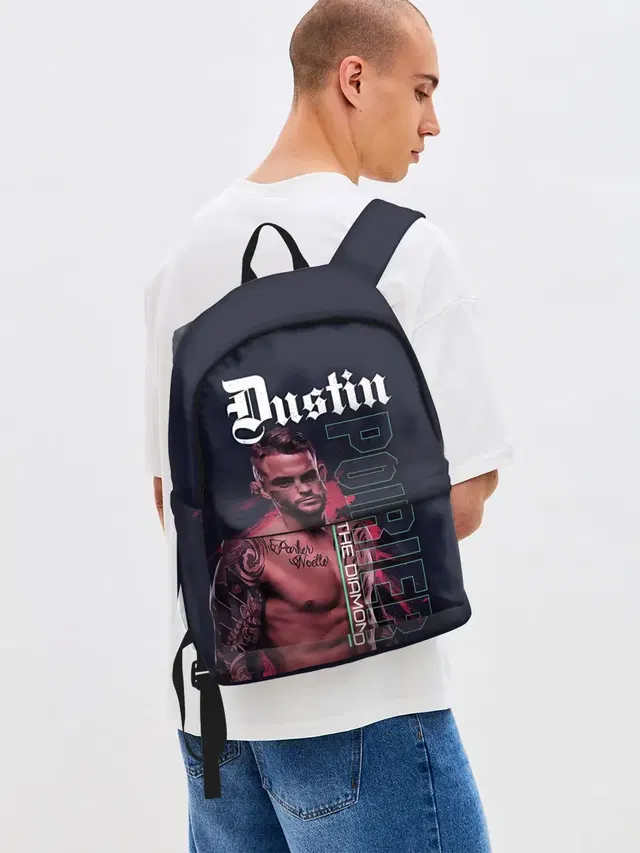 Джинсовый рюкзак с принтом «MMA — Dustin Poirier»