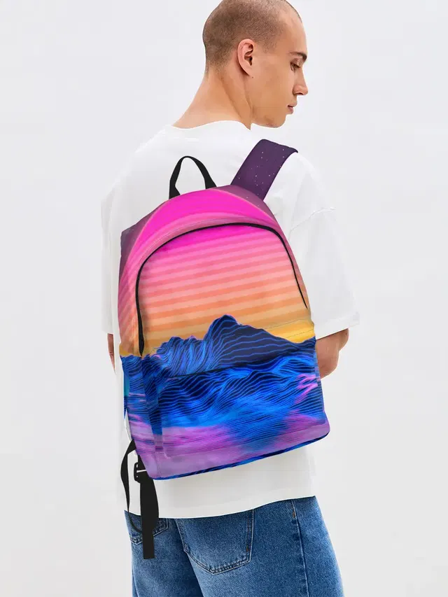 Джинсовый рюкзак с принтом «Retro Neon»