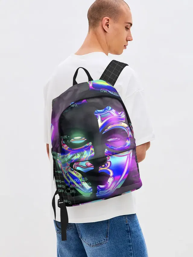 Джинсовый рюкзак с принтом «Vaporwave — Chrome Effect»