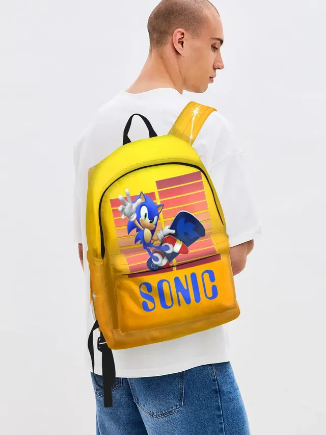 Джинсовый рюкзак с принтом «Соник — Sonic - Соник»