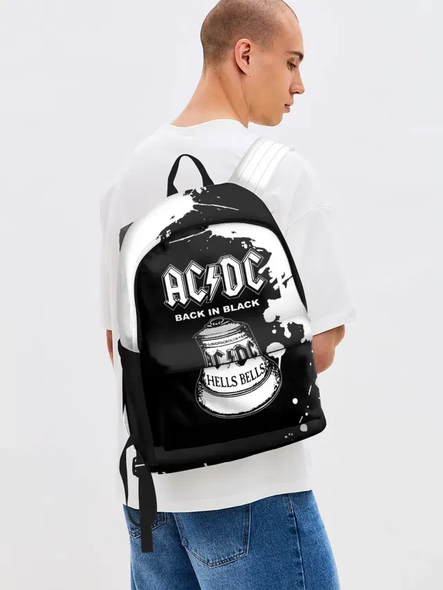 Джинсовый рюкзак с принтом «AC — AC/DC Back in Black»