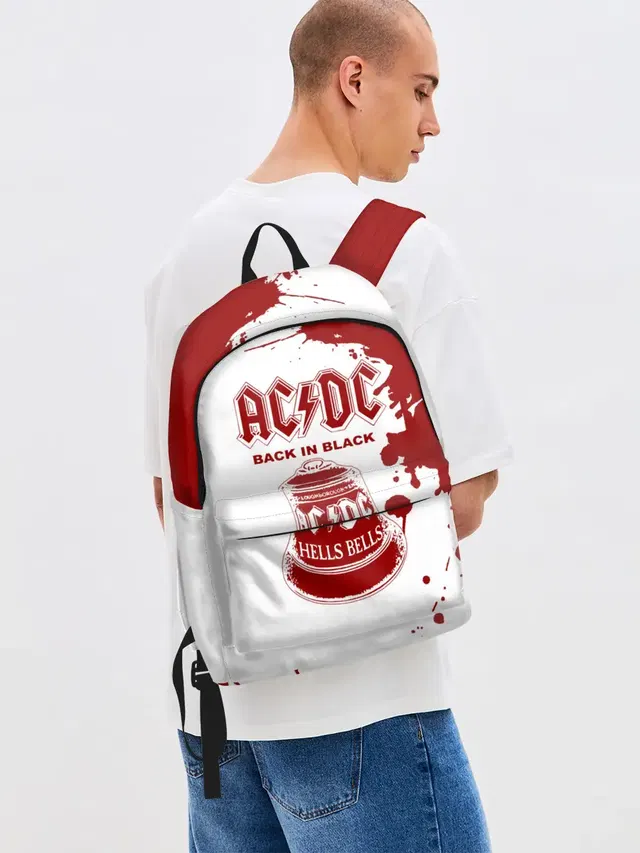 Джинсовый рюкзак с принтом «Back in — AC/DC Back in Black»