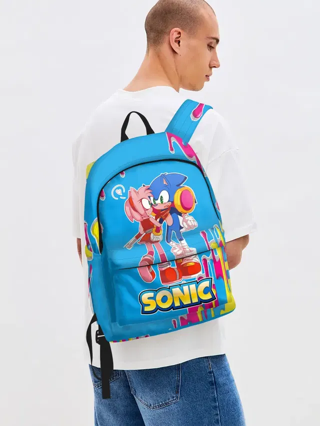 Джинсовый рюкзак с принтом «Sonic»